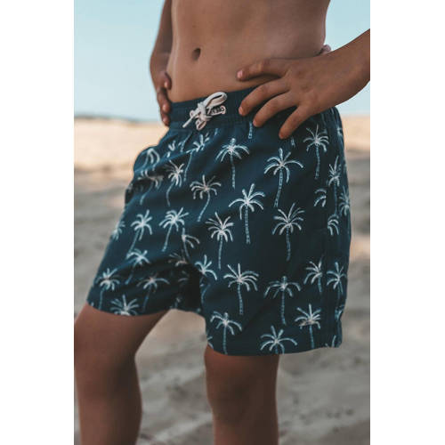 Salted Stories zwemshort Shawn blauw wit Jongens Polyester All over print 122 128