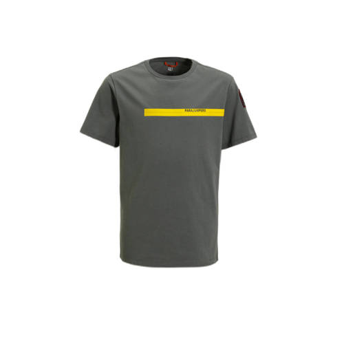 Parajumpers T-shirt TAPE met logo lichtgrijs Jongens Katoen Ronde hals