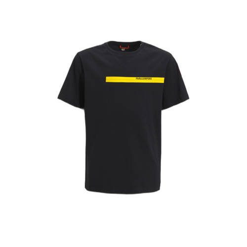 Parajumpers T-shirt TAPE met logo zwart Jongens Katoen Ronde hals Logo