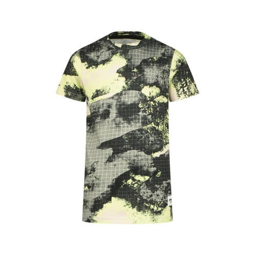 Raizzed T-shirt Zinder met all over print geel/zand/zwart Jongens Katoen Ronde hals