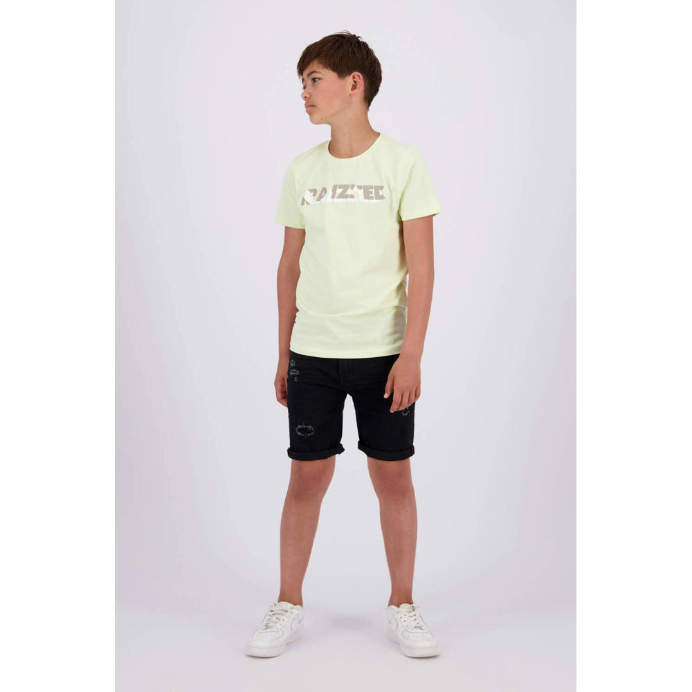Black denim jongens Raizzed short Oregon Crafted van stretchdenim met rits- en knoopsluiting en effen