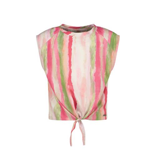 Raizzed T-shirt Helsa roze/wit/groen Meisjes Viscose Ronde hals Meerkleurig
