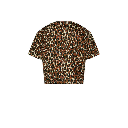 Raizzed T-shirt Farah met panterprint bruin beige Meisjes Katoen Ronde hals 128