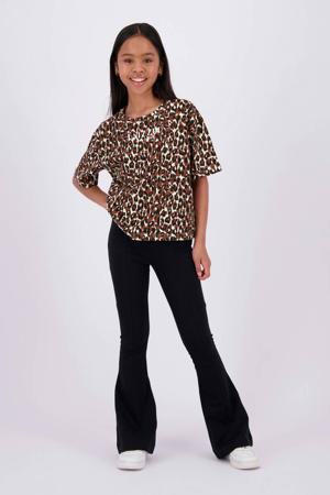 T-shirt Farah met panterprint bruin/beige