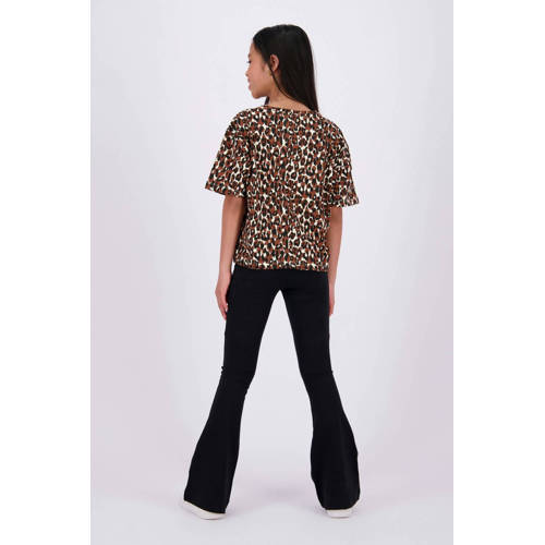 Raizzed T-shirt Farah met panterprint bruin beige Meisjes Katoen Ronde hals 128