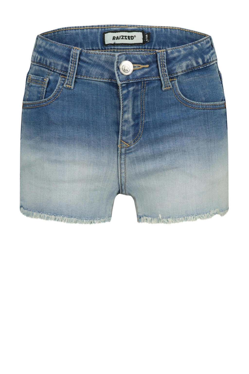Medium blue denim meisjes Raizzed dip-dye short Louisiana Crafted van stretchdenim met rits- en knoopsluiting