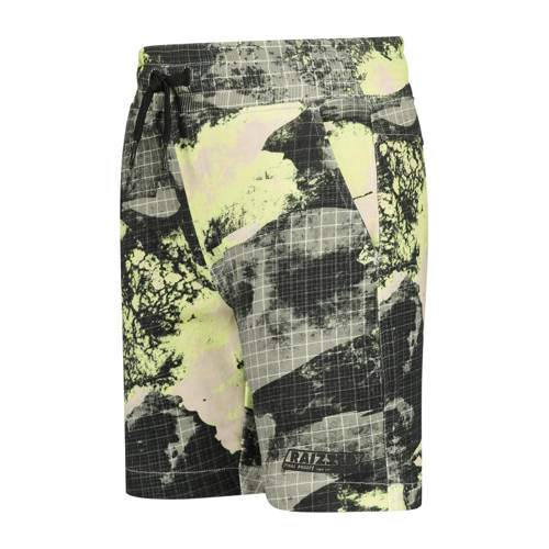 Raizzed sweatshort Waco met all over print geel zand zwart Korte broek 140