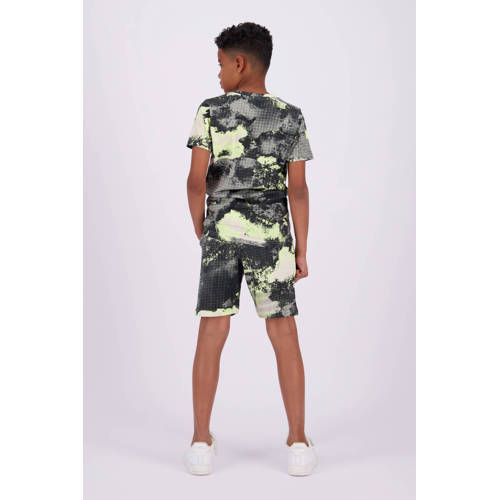 Raizzed sweatshort Waco met all over print geel zand zwart Korte broek 140