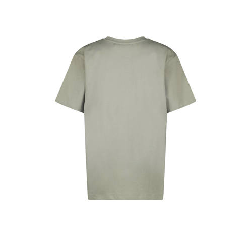 Raizzed T-shirt Hush met printopdruk grijsgroen wit Jongens Katoen Ronde hals 176