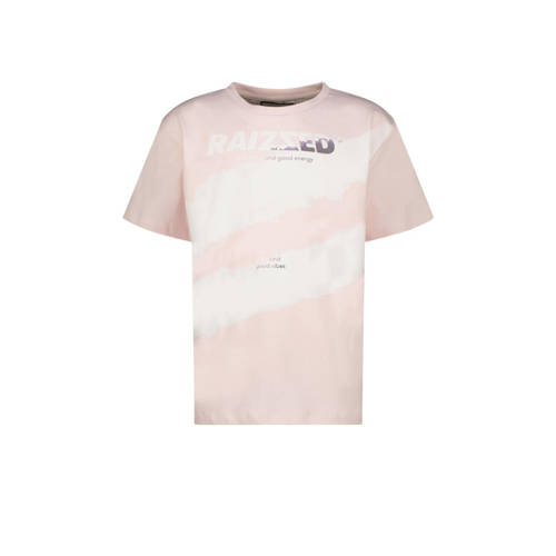 Raizzed T-shirt Hush met printopdruk roze/wit Grijs Jongens Katoen Ronde hals