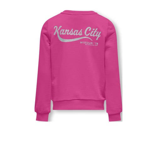 Only KIDS GIRL sweater KOGSOPHIE met backprint fuchsia Roze Backprint 122 128