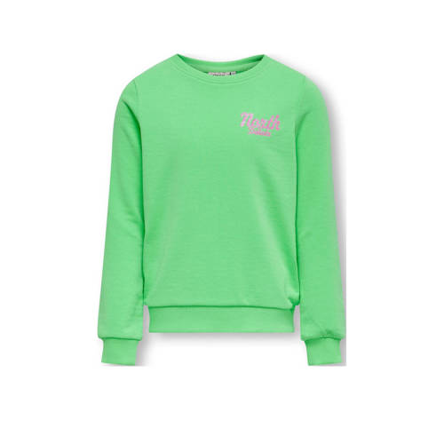 KIDS ONLY GIRL sweater KOGSOPHIE met backprint groen/roze Backprint - 110/116