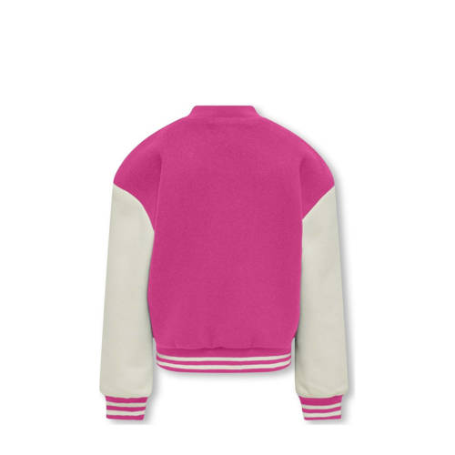 Only KIDS GIRL bomberjack zomer KOGSILJA LIFE warmroze wit Jas Meisjes Gerecycled polyester Ronde hals 128