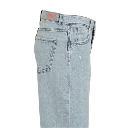 Only KIDS GIRL loose fit jeans KOGDAD met slijtage light blue denim Blauw 128