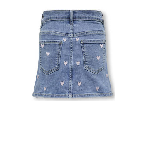 Only KIDS GIRL spijkerrok KOGHOXTON met hartjes light medium blue denim Blauw Meisjes Stretchdenim 116