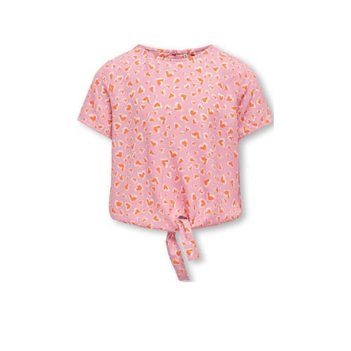 KIDS ONLY GIRL blouse KOGPALMA met all over print lichtroze/oranje/wit Meisjes Polyester Ronde hals