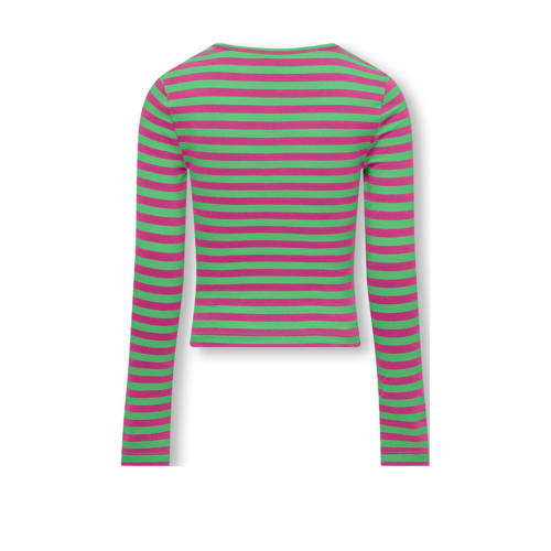 Only KIDS GIRL gestreepte longsleeve KOGHEIDI felgroen paars Meisjes Katoen Ronde hals 122 128