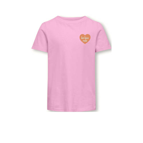KIDS ONLY GIRL T-shirt KOGSENNA met backprint zachtroze Meisjes Katoen Ronde hals
