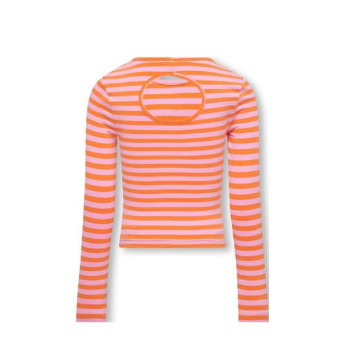 Only KIDS GIRL gestreepte longsleeve KOGHEIDI roze oranje Meisjes Katoen Ronde hals 122 128