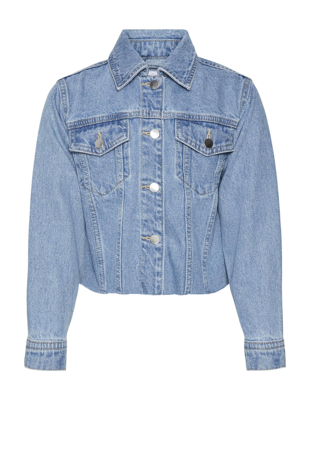 Light blue denim meisjes VERO MODA GIRL spijkerjas t blue van denim met effen, lange mouwen, klassieke kraag en knoopsluiting