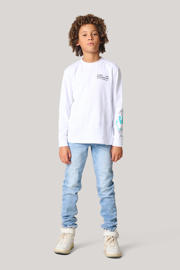 thumbnail: Blauwe jongens Shoeby regular fit jeans van denim met rits- en knoopsluiting en effen
