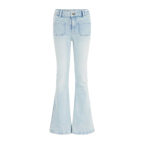 WE Fashion Blue Ridge flared jeans light blue denim Broek Blauw Meisjes Stretchdenim - 104