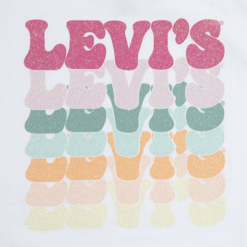 Levis Levi's Kids T-shirt met logo wit multi Meisjes Katoen Ronde hals Logo 116