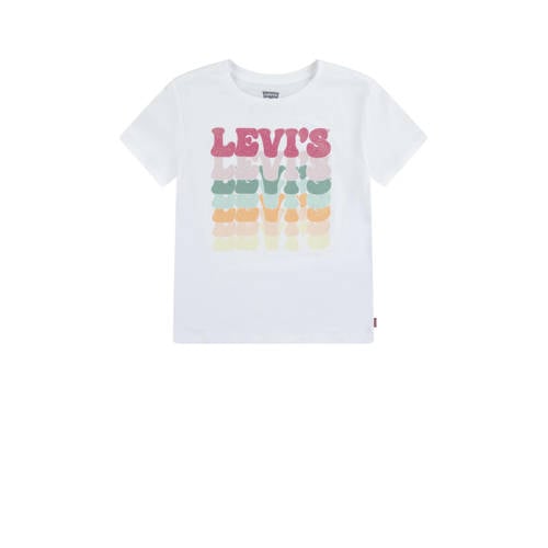 Levi's Kids T-shirt met logo wit/multi Meisjes Katoen Ronde hals Logo