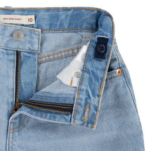 Levis Levi's Kids mom denim short dewy morning Korte broek Blauw Effen 116