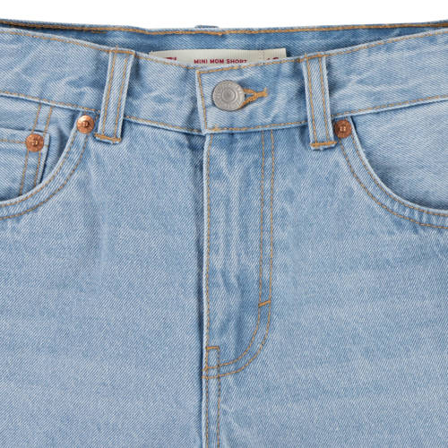 Levis Levi's Kids mom denim short dewy morning Korte broek Blauw Effen 116