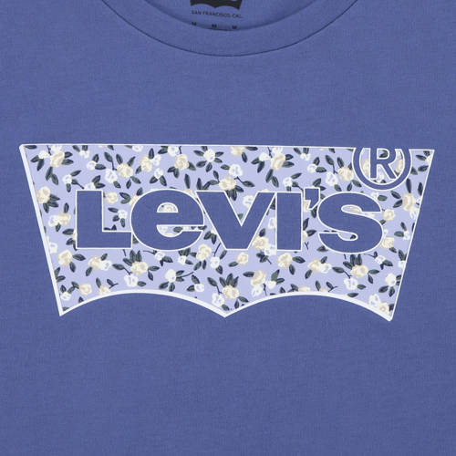 Levis Levi's Kids T-shirt BATWING met logo helderblauw Meisjes Biologisch katoen Ronde hals 116