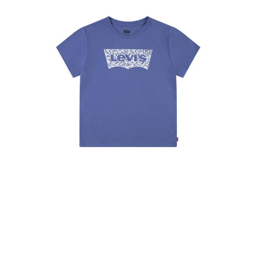 Levi's Kids T-shirt BATWING met logo helderblauw Meisjes Katoen Ronde hals