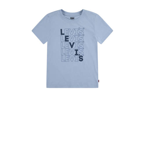 Levi's Kids T-shirt met logo zachtblauw Jongens Katoen Ronde hals Logo