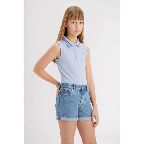 Levis Levi's Kids top lichtblauw Meisjes Katoen Polokraag Effen 116