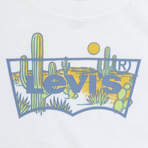 Levis Levi's Kids T-shirt met logo wit groen Jongens Katoen Ronde hals Logo 152