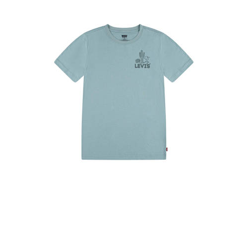 Levi's Kids T-shirt met backprint blauwgroen Jongens Biologisch katoen Ronde hals