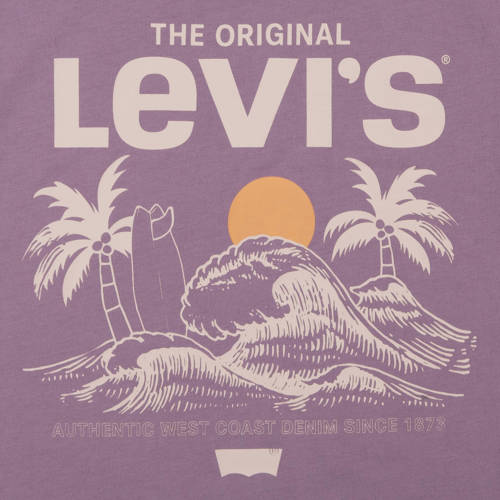 Levis Levi's Kids T-shirt met printopdruk paars Jongens Katoen Ronde hals Printopdruk 116