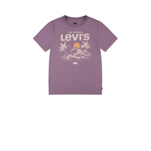 Levi's Kids T-shirt met printopdruk paars Jongens Katoen Ronde hals Printopdruk - 152