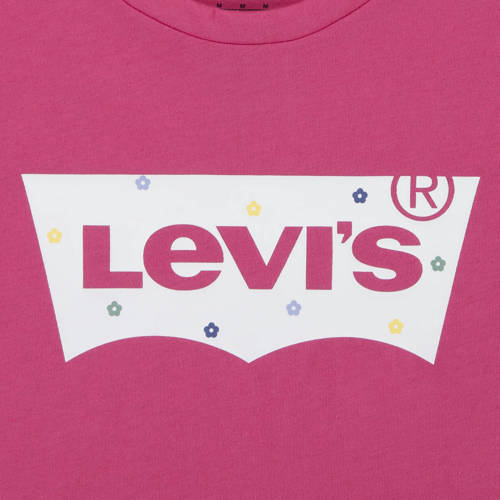 Levis Levi's Kids T-shirt BATWING met logo fuchsia Roze Meisjes Katoen Ronde hals 116