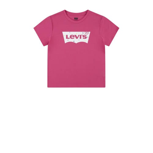 Levi's Kids T-shirt BATWING met logo fuchsia Roze Meisjes Biologisch katoen Ronde hals