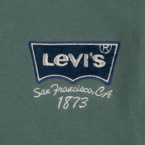 Levis Levi's Kids baseballjack met backprint olijfgroen wit Jas Jongens Sweat Opstaande kraag 116