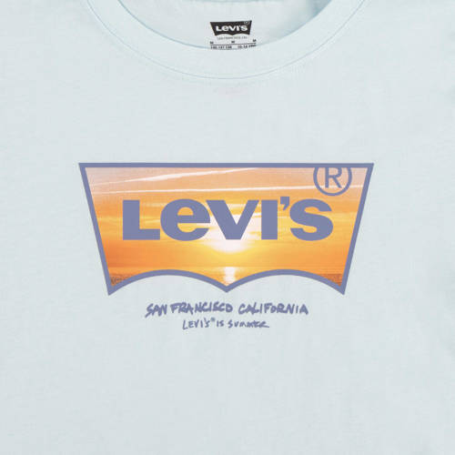 Levis Levi's Kids T-shirt SUNSET BATWING met logo lichtblauw Jongens Biologisch katoen Ronde hals 116