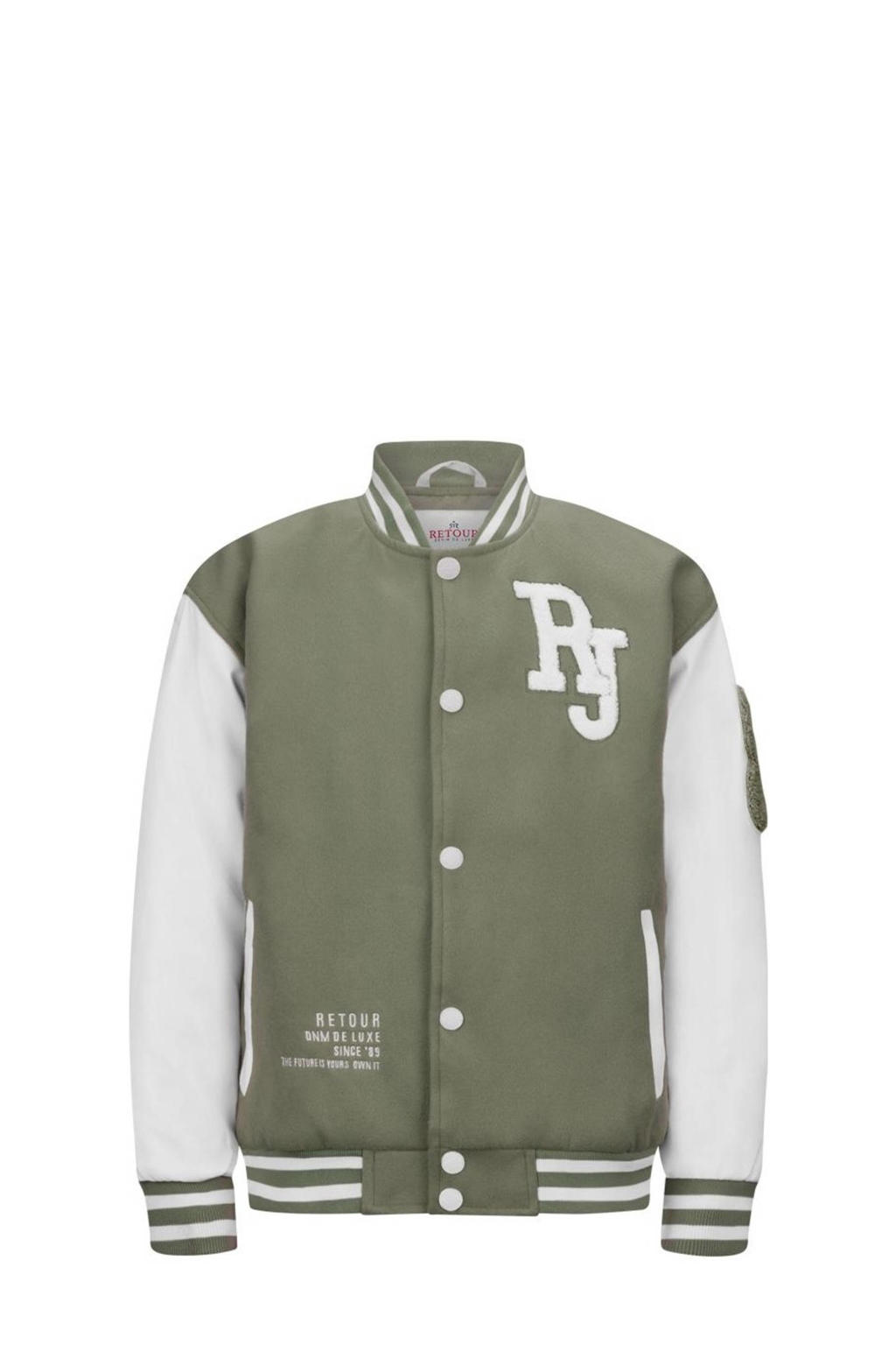 Groene jongens Retour Jeans bomberjack zomer Matteo offwhite van polyester met meerkleurige print, lange mouwen, ronde hals, drukknoopsluiting en geribde boorden