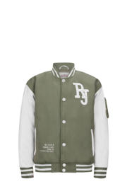 thumbnail: Groene jongens Retour Jeans bomberjack zomer Matteo offwhite van polyester met meerkleurige print, lange mouwen, ronde hals, drukknoopsluiting en geribde boorden