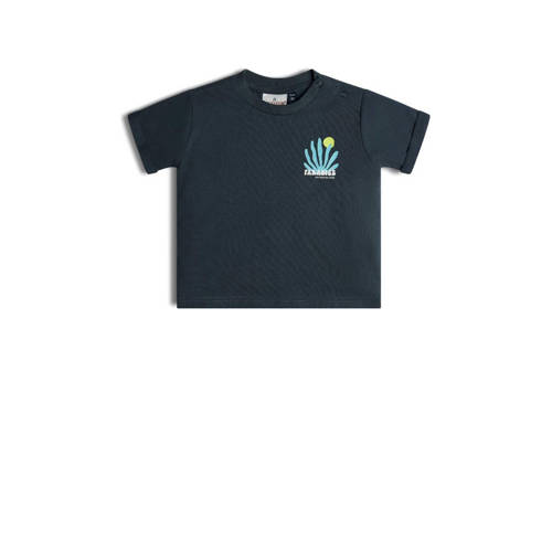Retour Mini T-shirt Pepijn met backprint antraciet/blauw Grijs Jongens Stretchkatoen Ronde hals