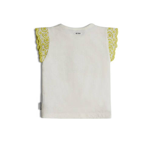 Retour Jeans Retour Mini T-shirt Nuria ecru geel Meisjes Katoen Ronde hals Meerkleurig 104
