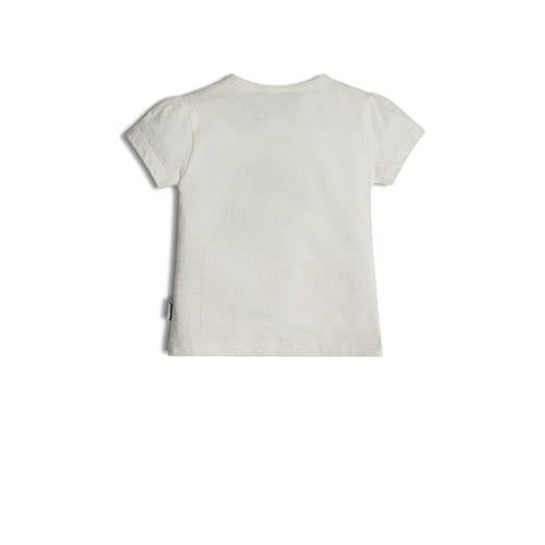 Retour Jeans Retour Mini T-shirt Tatum met printopdruk ecru geel Meisjes Katoen Ronde hals 104