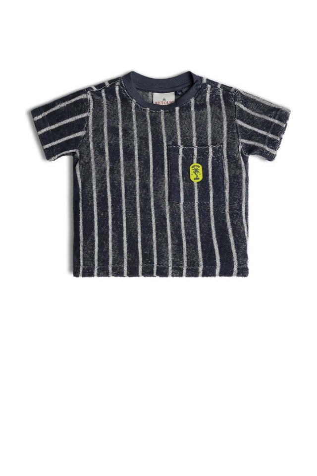 Retour Mini gestreept badstof T-shirt Olaf antraciet/wit
