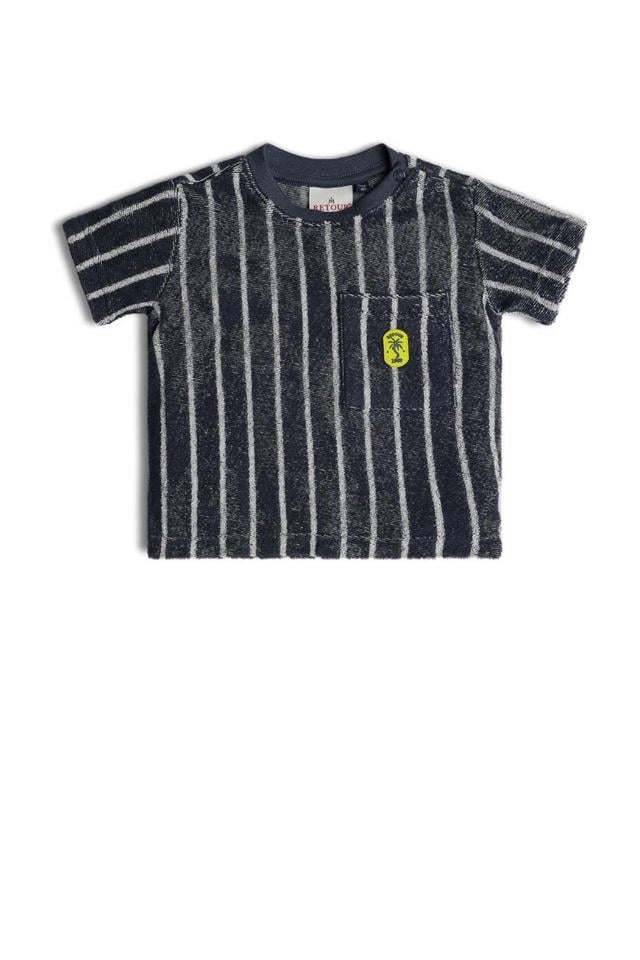 Retour Mini gestreept badstof T-shirt Olaf antraciet/wit
