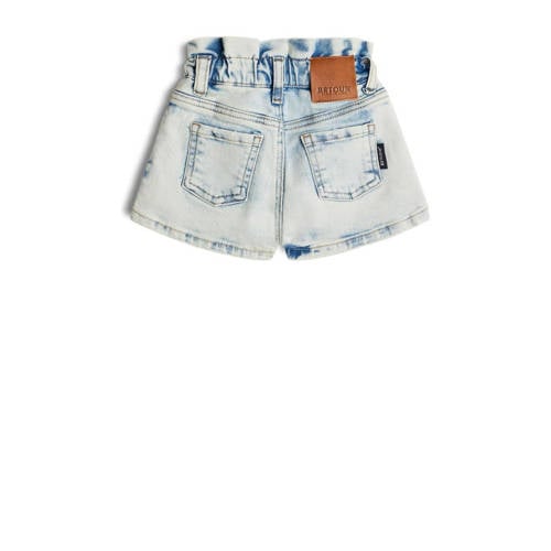 Retour Jeans Retour Mini gebloemde high waist denim short Paisley bleached blue denim Korte broek Blauw Meisjes Stretchdenim 104